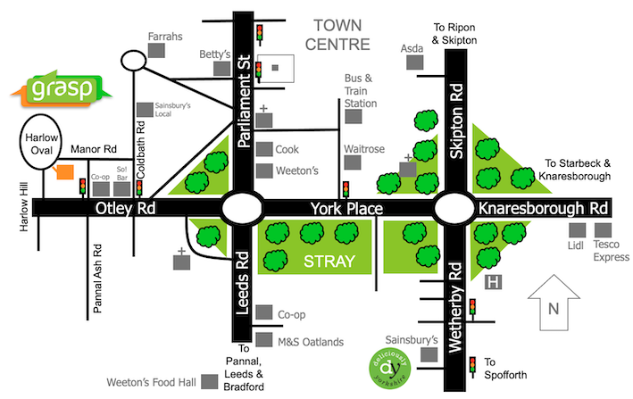 Map of food destinations in Harrogate
